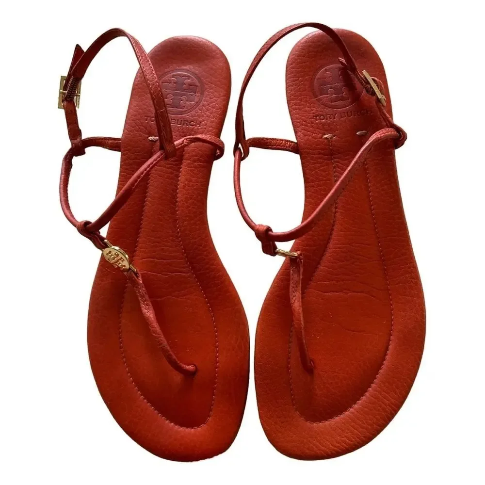 Tory Burch Designer Emmy Red Sandals T Strap 8